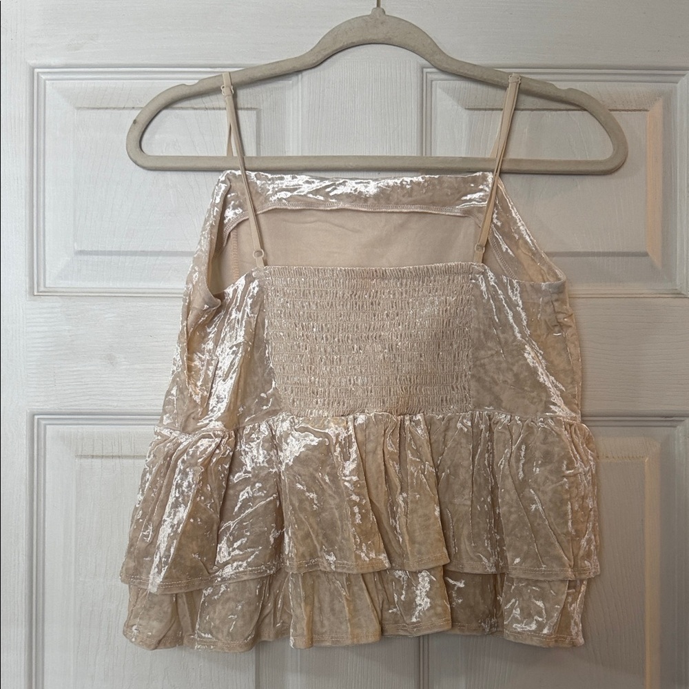 American Eagle Outfitters Cream Velvet Camisole - Picture 2 of 5